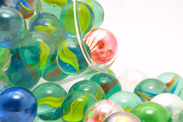 Falling colored glass balls