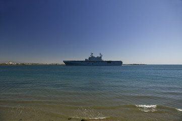 Fototapeta premium Aircraft Carrier Returning from Sea