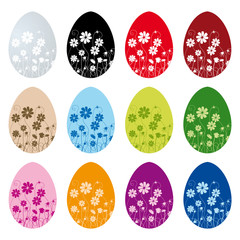 Collection of decorated flowers easter eggs