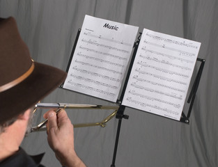 man playing trombone