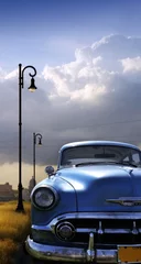 Foto op Plexiglas Cubaanse oldtimers Een zicht op Havana met vintage klassieke auto aan de voorkant