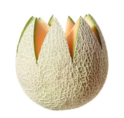cantaloupe melon, top cut away in 