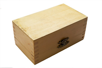 closed wooden box isolated on white