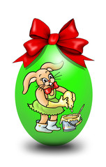 grünes ei mit häsin