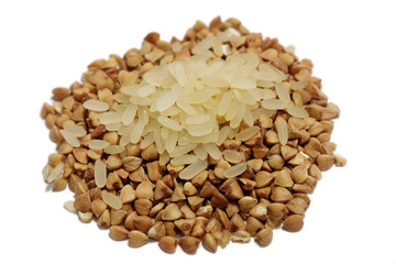 pile of roasted rice on buckwheat