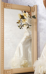 wedding dress in the mirror