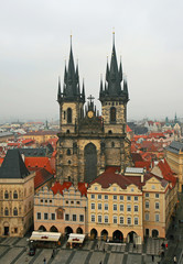 Fototapeta premium aerial view of Old Town Square neighborhood in Prague