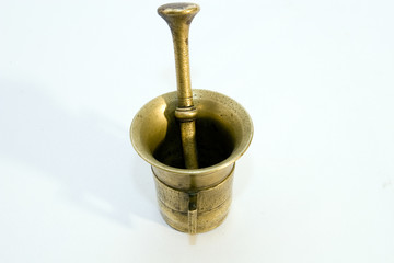 Brass mortar and pestle