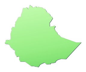 Ethiopia map filled with light green gradient