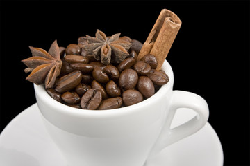 Cup of coffee on black