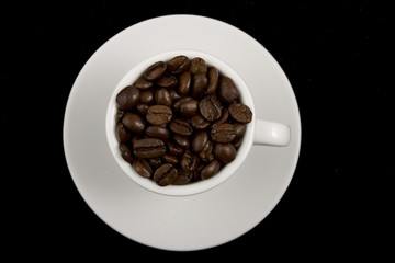 Cup of coffee on black