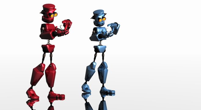 red and blue cg robots