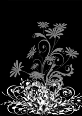 Papier Peint photo autocollant Fleurs noir et blanc fleur noir et blanc