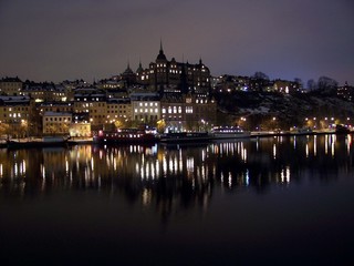Fototapeta na wymiar Stockholm port w nocy