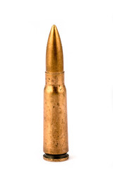 Old bullet on white background