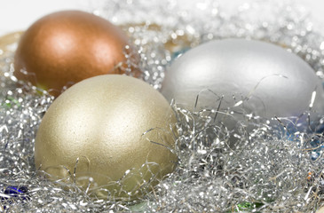 Gold, silver and bronze eggs