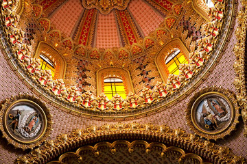 Fototapeta na wymiar Guadalupita Church Dome Inside Close Up with Details
