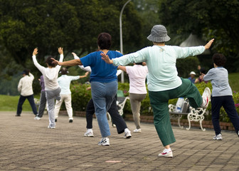 Elderly Women Exercising