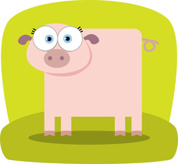 Cartoon Pig with big eye