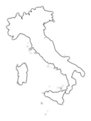 Italy outline map with shadow