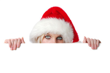 Santa Girl holding blank sign