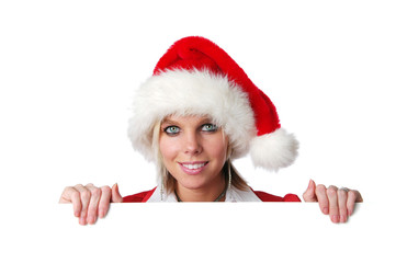 Santa Girl holding blank sign