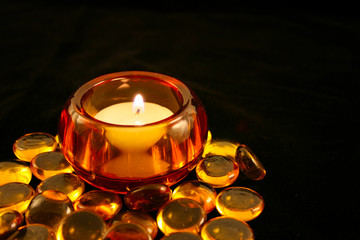 Candle in Amber Holder 1