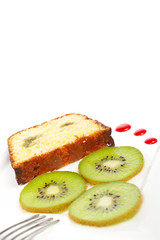Slice of cake with kiwi