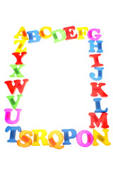 Alphabet letters frame over white