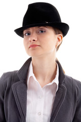 girl in black hat