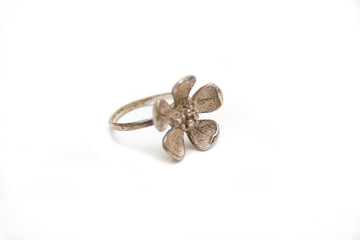 silver ring with stones