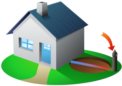 Maison et puit canadien en &eacute;t&eacute;