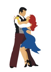 Man and woman dancing bolero - obrazy, fototapety, plakaty