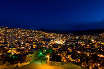 Panorama of night La Paz, Bolivia