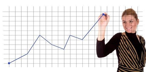 businesswoman drawing a chart