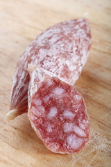 food - sausage cocktail Air-dried  mini salami partly sliced
