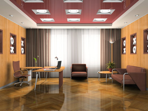 Interior of the modern waiting room 3D rendering