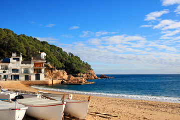 Boats on the beach at Tamariu (Costa Brava, Spain)