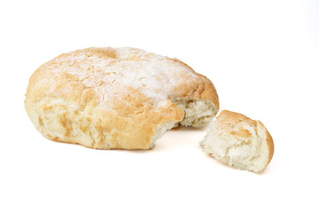break to pieces bread isolated on white background