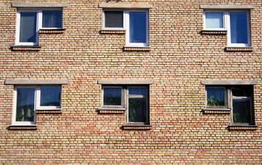 brick wall with windows