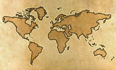 Carte du monde en parchemin