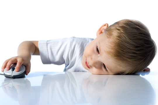 Child with computer mouse