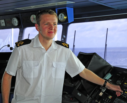 Navigation officer manages autopilot