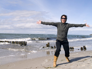 fooling around at beach