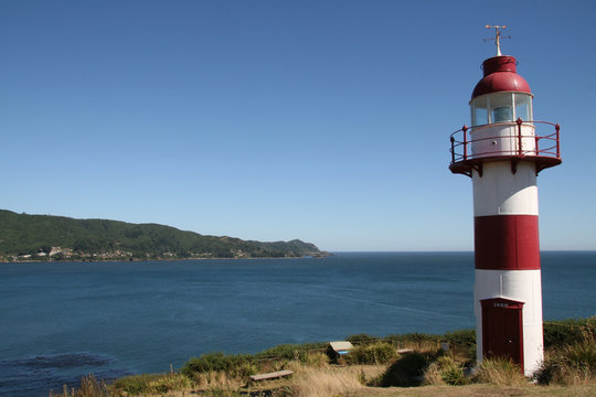 Lighthouse on the coast in Valdivia, Chile