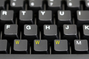 Black keyboard detail with www 