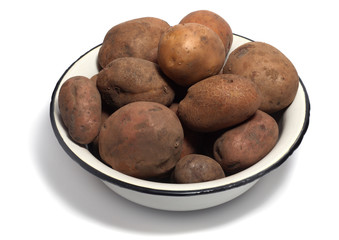 Bowl of raw organic potatoes