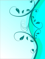 Cyan Floral Background Illustration