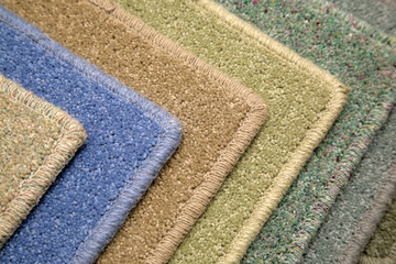 Samples of carpet coverings in shop