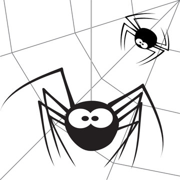 Spider - 5. Cartoon spider hangs on a web
